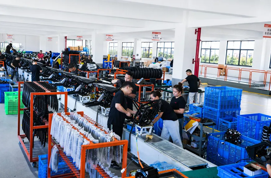 The battery pack line where cells are welded and assembled