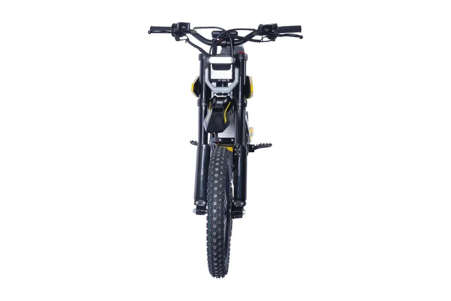 X1 electric dirt bike, 17-inch build, front view